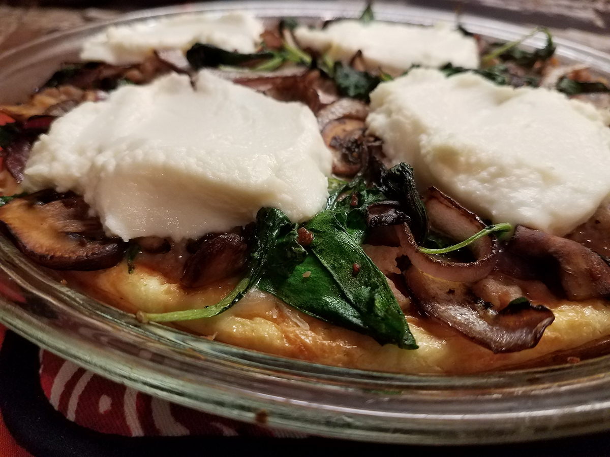 Sausage, Mushroom and Onion Quiche-Pizza