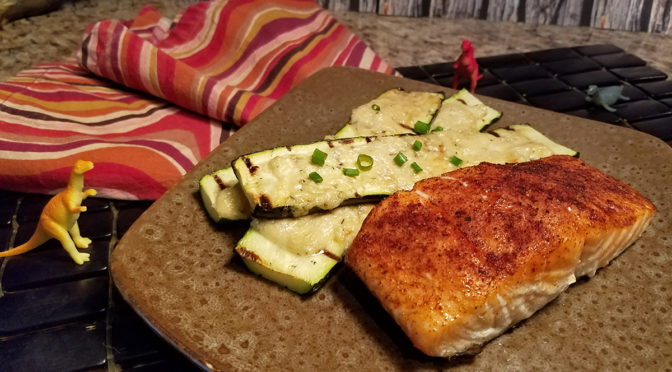 Grilled Salmon and Parmesan Zucchini